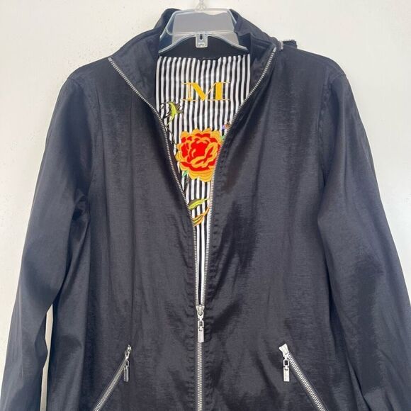 Mycra Pac Short Gabby Raincoat Medium Large Black Striped Embroidered Lining - Picture 2 of 15